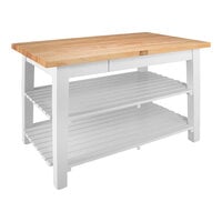John Boos & Co. C4825-D-2S-AL Classic Country 48" x 25" Alabaster Maple Work Table with 2 Undershelves and Drawer