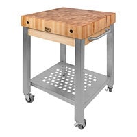 John Boos & Co. Cucina Technica 24" x 24" Maple Cart with Undershelf and Towel Bar CUCT14