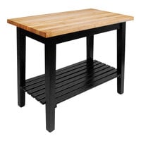John Boos & Co. C3625-D-S-BK Classic Country 36" x 25" Black Maple Work Table with Undershelf and Drawer