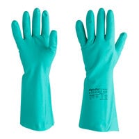 Ansell AlphaTec 58-009 12" Green 11 Mil Unsupported Raised Diamond Grip Nitrile Gloves