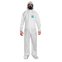 Ansell AlphaTec 68-2000 Model 107 White Microporous Polyethylene Coverall with Hood and Anti-Skid Boots