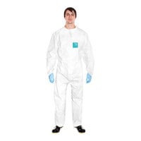 Ansell AlphaTec 68-2000C Comfort Model 177 White Microporous Polyethylene Collared Coverall with SMS Back Panel
