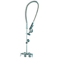 T&S B-2261-B Wall Mounted 33 1/4" High Pre-Rinse Faucet with Adjustable Centers, 44" Hose, and 6" Wall Bracket