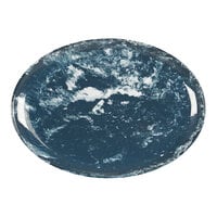 Cal-Mil Reactive 10 3/4" X 7 3/4" Blue / White Oval Melamine Platter