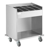 ServIt 32" Stainless Steel Flatware / Tray Cart with 8 Pans TSC-32K