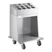 ServIt 24" Stainless Steel Flatware / Tray Cart with 12 Flatware Cylinder Capacity TSC-24