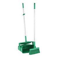 Remco 62502 14" Green Lobby Broom with 37" Handle and Dustpan