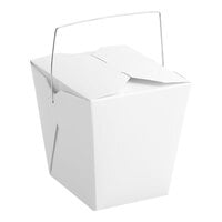 Emperor's Select 32 oz. White Chinese / Asian Paper Take-Out Container with Wire Handle - 50/Pack