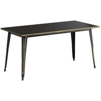 Lancaster Table & Seating Alloy Series 63" x 32" Distressed Gold Dining Height Outdoor Table