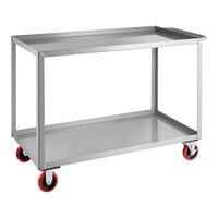 Lavex 48" x 24" x 35" Two Tray Shelf Steel Utility Cart - Fully Welded