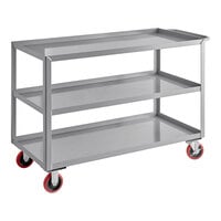 Lavex 48" x 24" x 35" Three Tray Shelf Steel Utility Cart - Fully Welded