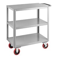 Lavex 30" x 18" x 35" Three Shelf Steel Utility Cart - Fully Welded