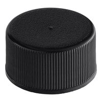 24/414 Flat Black Ribbed Continuous Thread Plastic Lid with F217 Liner - 5500/Case