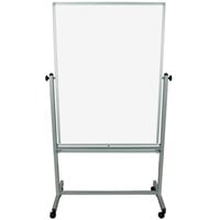 Luxor MB3648WW 35 3/8" x 47 1/4" Double-Sided Whiteboard with Aluminum Frame and Stand
