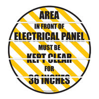 Superior Mark 17 1/2" Yellow / Black "Area In Front of Electrical Panel Must Be Kept Clear For 36 Inches" Safety Floor Sign