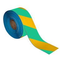 Superior Mark 4" x 100' Green / Yellow Striped Safety Floor Tape