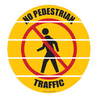 Superior Mark 17 1/2" Yellow / Red "No Pedestrian Traffic" Safety Floor Sign