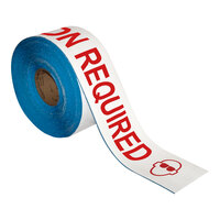 Superior Mark 4" x 100' White / Red "Eye Protection Required" Safety Floor Tape