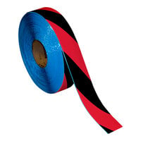 Superior Mark 2" x 100' Black / Red Striped Safety Floor Tape