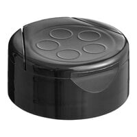 43/485 Black Flip and Sift Heat Induction-Lined Spice Lid with 5 Holes - 1400/Case