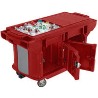 Cambro VBRUTHD6158 Red 6' Versa Ultra Work Table with Storage and Heavy Duty Casters