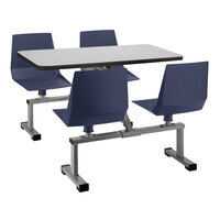 National Public Seating 24" x 48" Cluster Swivel Booth with MDF Core, ProtectEdge, and Navy Seats