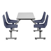 National Public Seating 24" x 48" Cluster Swivel Booth with Particleboard Core, T-Mold Edge, and Navy Seats