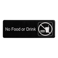 Thunder Group No Food Or Drink Sign - Black and White, 9" x 3"