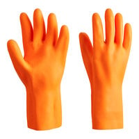 Lavex 12 inch Orange 28 Mil Neoprene / Latex Gloves with Flock Lining - Large - 12/Pack