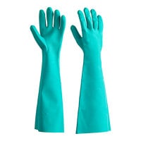 Lavex 18 inch Green 22 Mil Unlined Nitrile Gloves - Medium - 12/Pack