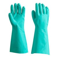 Lavex 13 inch Green 15 Mil Nitrile Gloves with Flock Lining - Medium - 12/Pack