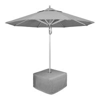California Umbrella 9' Round Sunbrella Granite Pulley Lift Umbrella with Base and Seat Cushion