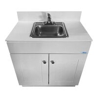 Monsam PSW-007M Single Basin Portable Self-Contained Sink with White Wood Cabinet