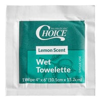 Choice 4" x 6" Lemon Scented Moist Towelette / Wet Nap - 1000/Case
