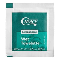 Choice 5 inch x 7 inch Lemon Scented Moist Towelette / Wet Nap - 1000/Case