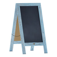 Flash Furniture Canterbury 40" x 20" Vintage Robin Blue Wood Magnetic A-Frame Chalkboard
