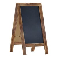 Flash Furniture Canterbury 40" x 20" Vintage Rustic Brown Wood Magnetic A-Frame Chalkboard