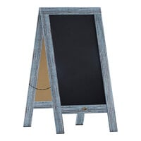 Flash Furniture Canterbury 40" x 20" Vintage Blue Wood Magnetic A-Frame Chalkboard