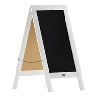 Flash Furniture Canterbury 40" x 20" A-Frame White Wood Magnetic A-Frame Chalkboard Sign Set with Chalk Markers, Stencils, and Magnets