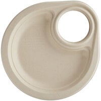 World Centric 9" No PFAS Added Round Compostable Fiber Plate with Drink Holder - 400/Case
