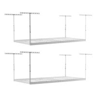 SafeRacks 4' x 8' White Overhead Storage Rack with Adjustable 12" - 21" Drop - 600 lb. Capacity - 2/Pack