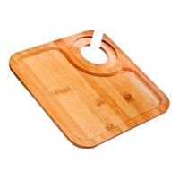 Franmara 8" x 3/8" Square Bamboo Party Plate with Built-In Stemware Holder - 10/Case
