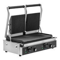 Vollrath PSG4-DG208240-C Double Cast Iron Panini Grill with Grooved Plates - 19" x 9" Cooking Surface - 208/240V, 2700/3600W (Canadian Use Only)