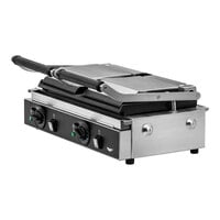 Vollrath PSG4-DG208240 Double Cast Iron Panini Grill with Grooved Plates - 19 inch x 9 inch Cooking Surface - 208/240V, 2700/3600W