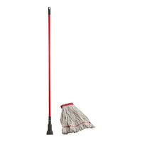 Lavex Wet Mop Kit with 16 oz. #24 Natural Cotton Looped End Wet Mop and 60" Jaw Style Mop Handle