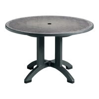 Grosfillex Aquaba 48" Round Zinc Resin Table with Charcoal Legs