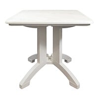 Grosfillex Aquaba 32" x 32" Square White Resin Table with White Legs