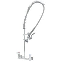 T&S B-0133-V-B EasyInstall Wall Mounted 37" High Pre-Rinse Faucet with Adjustable 8" Centers, 44" Hose, Vacuum Breaker, and 6" Wall Bracket