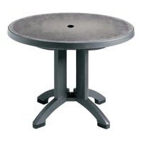 Grosfillex Aquaba 38" Round Zinc Resin Table with Charcoal Legs