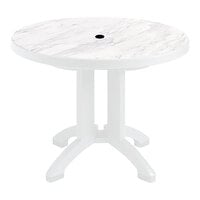 Grosfillex Aquaba 38" Round White Resin Table with White Legs